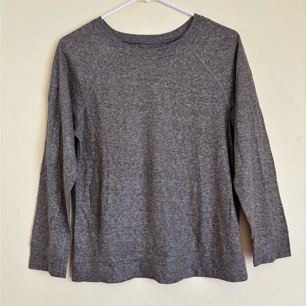 Current/Elliott Heathered Grey/Silver Long Sleeve Crew Top